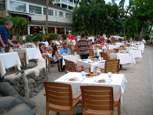 Seating Arrangement Picture of tables at the Feast at Lele, one of the best Maui luaus.