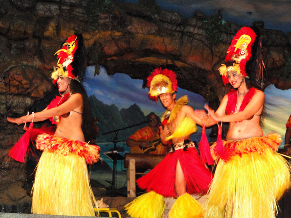 Hula dancer's at the Drums of the Pacific Luau