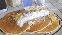 Picture of Macadamia Nut, Pineapple and Banana pancakes at the Gazebo Restaurant, Maui.