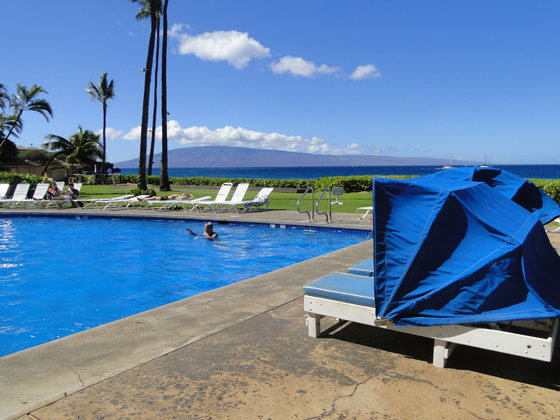 Beach cabanas for the Kaanapali Ocean Inn