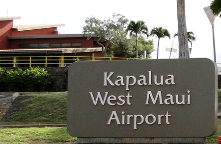 Picture of the West Maui Kapalua Airport Sign on the island of Maui, Hawaii.