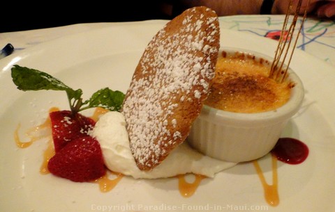 Picture of Creme Brulee at the Lahaina Grill, one of the best restaurants in Maui.