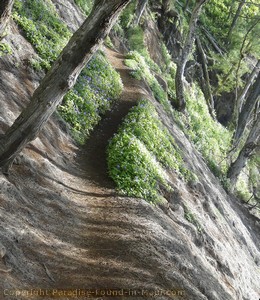 Picture of treacherous trail to the red sand beach near the town of Hana on the island of Maui, Hawaii.