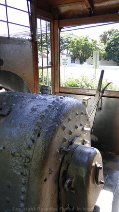 Picture of interior of old train at Lahaina Station, Maui, Hawaii.