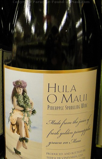 Picture of Hula O Maui wine bottle.