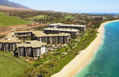 Aerial view of the Westin Kaanapali Ocean Resort Villas on Maui, Hawaii.