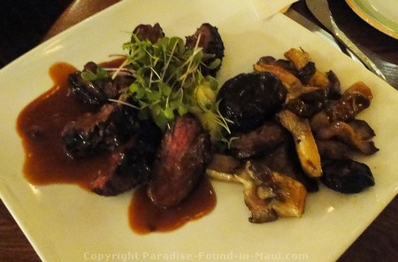 Beef medallions with a generous helping of mushrooms.