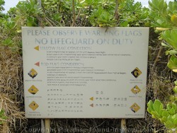 Picture of warning sign at Mokapu Beach, Wailea, Maui, Hawaii.