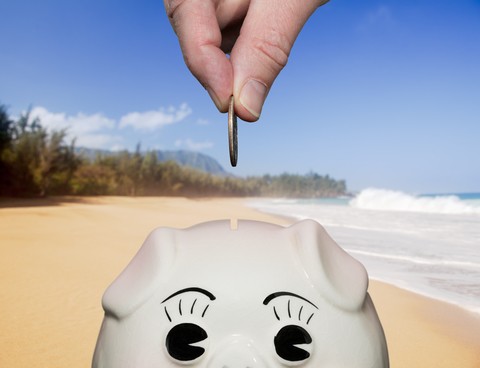 piggybank on beach