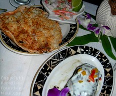 Picture of gourmet food at the Feast at Lele, one of the best Maui luaus.