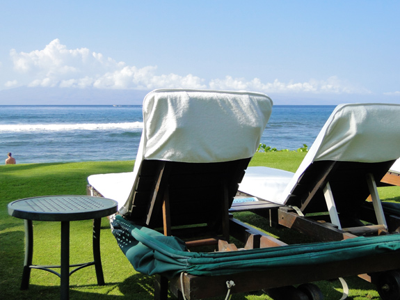 beach chairs on Kaanapali Beach at the Marriott in Maui