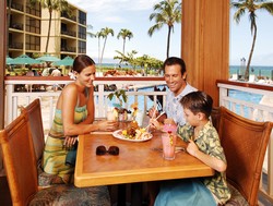 Picture of the Beach Club Restaurant and Bar at the Aston Kaanapali Shores condo rentals in Maui.