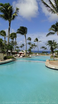 Picture of the swimming pool's ocean view at the Ritz Carlton Kapalua Maui.