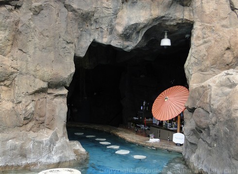 Picture of the swim-up Grotto Bar and Restaurant in Maui, Hawaii.