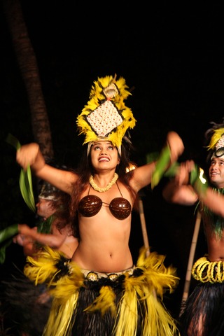 Picture of a hula dancer from the Old Lahaina Luau in maui.