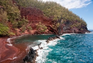 red sand beach